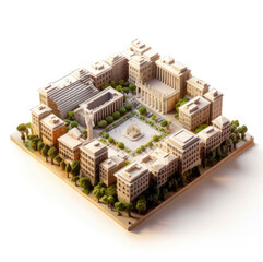 Square form of isometric miniature of Rome isolated on a white background