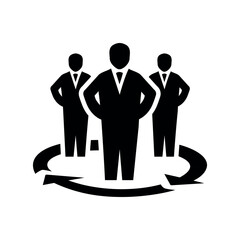 Management Team Flat Black Icon Isolate On White Background Vector Illustration | Seo Icons