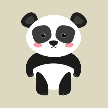 cartoon panda  isolated vector illustration