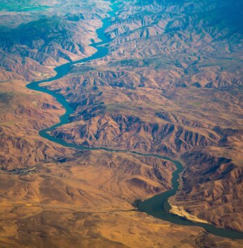 Aerial photo of the Owyhee river, Lake and Reservoir near Adrian, Oregon