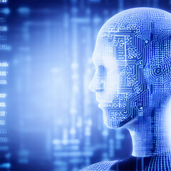 Obraz premium head with binary code