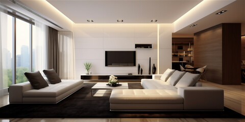 ai generated modern light living room 