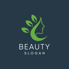 Beauty woman logo design vector with unique abstract style