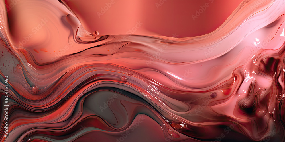 Wall mural Pink and golden swirls morphing abstract fluid art