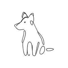One line vector illustration. Dog logo. Minimalism.
