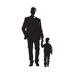 monochrome dad, simple vector silhouette, white background