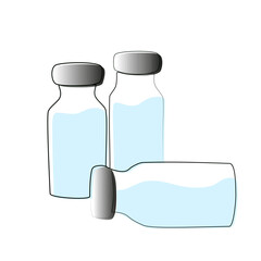 continuous single line medical bottles. pharmaceutical components vector illustration. modern minimalist