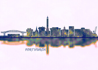 Port Huron Skyline. Cityscape Skyscraper Buildings Landscape City Background Modern Art Architecture Downtown Abstract Landmarks Travel Business Building View Corporate