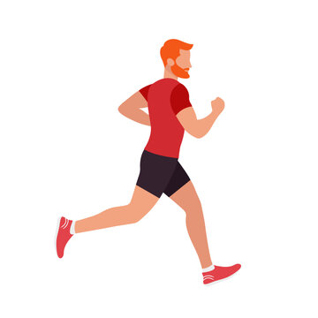 Running man. Sport, healthy lifestyle, weight loss. Vector illustration in flat style. isolated on white background.	
