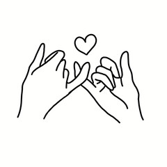 Lover hands heart,pinky promise holding fingers hand,line art,valentine day