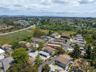Fototapeta na wymiar Aerial view over houses and condos in San Diego, California, USA