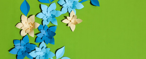 paper flowers. stylish decor. background for decoration for holidays, birthday, mother's day, happy Easter