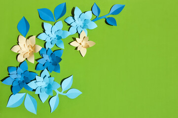 paper flowers. stylish decor. background for decoration for holidays, birthday, mother's day, happy Easter