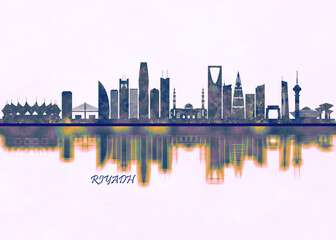 Riyadh Skyline. Cityscape Skyscraper Buildings Landscape City Background Modern Art Architecture Downtown Abstract Landmarks Travel Business Building View Corporate