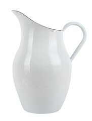 Classic white metal jug vintage water container. Retro design concept