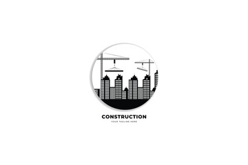 construction logo with buildings illustration
