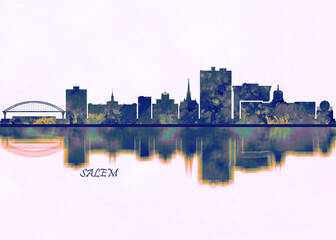 Obraz premium Salem Skyline. Cityscape Skyscraper Buildings Landscape City Background Modern Art Architecture Downtown Abstract Landmarks Travel Business Building View Corporate