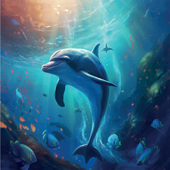 Obraz na płótnie Canvas image of a group of dolphins