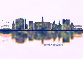 Schenectady Skyline. Cityscape Skyscraper Buildings Landscape City Background Modern Art Architecture Downtown Abstract Landmarks Travel Business Building View Corporate