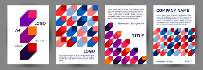 Corporate brochure cover template collection graphic design. Minimalist style abstract title page