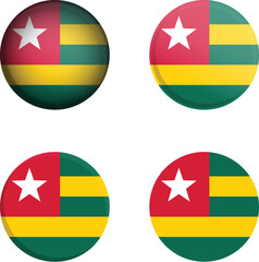 Round Country Flag in different styles disc badge vector illustration togo