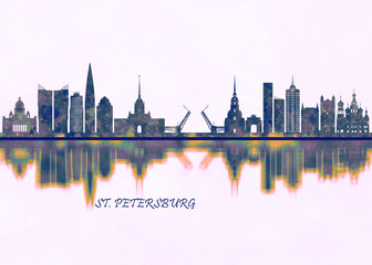 St. Petersburg Skyline. Cityscape Skyscraper Buildings Landscape City Background Modern Art Architecture Downtown Abstract Landmarks Travel Business Building View Corporate