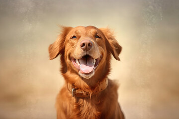 portrait of a smiling labrador with studio background