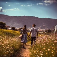 couple walking in the mountains