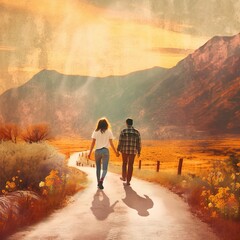 couple walking in the mountains