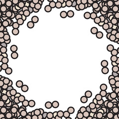 Brown, gray, and white circle dots frame. Vector illustration.	