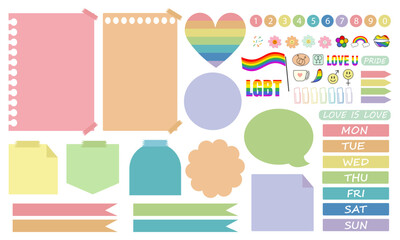 vector, note pack, stickers, stickers, doodles, LGBTQ, printable sticky notes