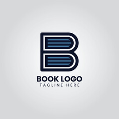 letter B with book mark logo vector template 