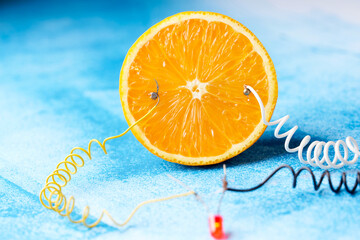 Free energy electricity generator using oranges.