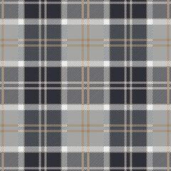 Bannockbane grey tartan plaid. Scottish pattern fabric swatch close-up. 