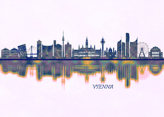 Vienna Skyline. Cityscape Skyscraper Buildings Landscape City Background Modern Art Architecture Downtown Abstract Landmarks Travel Business Building View Corporate