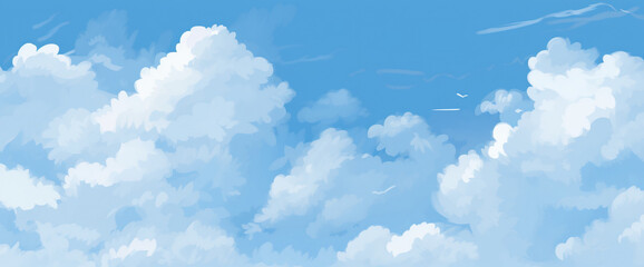 A Beautiful Sky With Lots Of Clouds, In The Style Of High-Key Lighting, Light Azure

