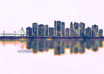 Vitoria Skyline. Cityscape Skyscraper Buildings Landscape City Background Modern Art Architecture Downtown Abstract Landmarks Travel Business Building View Corporate