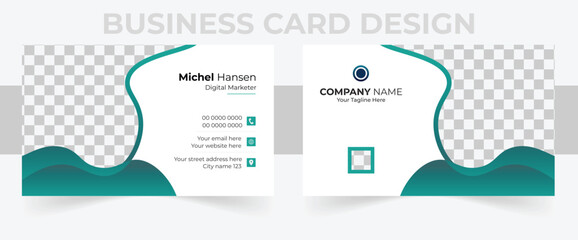 Double-sided Simple business card design with abstract shape. Business card template vector design.