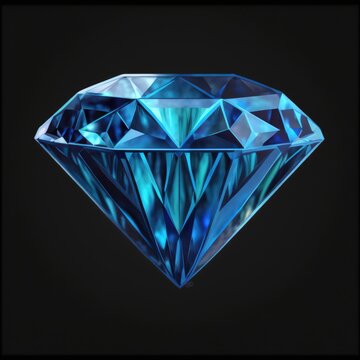 Blue Diamond on a Mysterious Black Background: A Majestic and Enigmatic Image