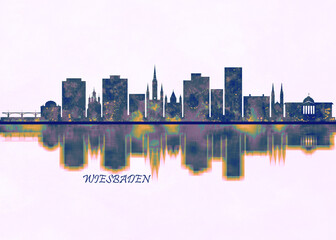 Wiesbaden Skyline. Cityscape Skyscraper Buildings Landscape City Background Modern Art Architecture Downtown Abstract Landmarks Travel Business Building View Corporate