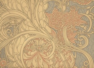 Arthurian-Inspired Floral Outline in Muted Tones for End Papers