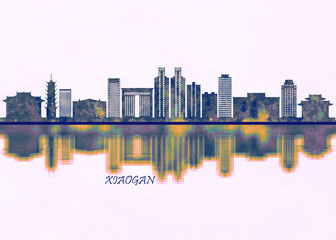 Xiaogan Skyline. Cityscape Skyscraper Buildings Landscape City Background Modern Art Architecture Downtown Abstract Landmarks Travel Business Building View Corporate