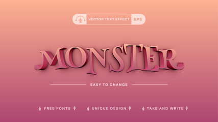 Fototapeta premium Monster - Editable Text Effect, Font Style