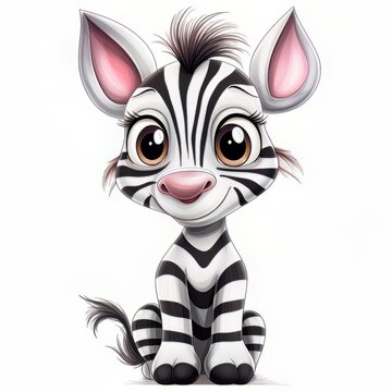 cute baby zebra cartoon with Generative AI technology