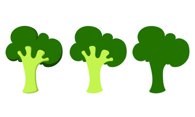 Broccoli green silhouette and flat style.