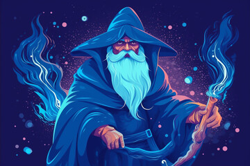 Fototapeta na wymiar Fantastic wizard making spells illustration. Ai generated