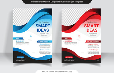 Two colors set templates of A4 flyer template, modern template and modern design, perfect for creative professional modern corporate business flyer template