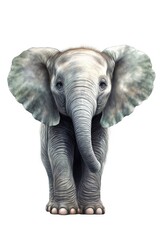 Fototapeta premium Happy baby elephant watercolor painting