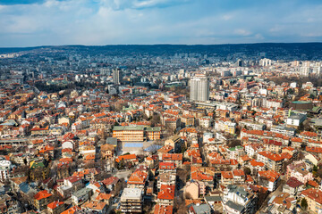 Obraz premium Aerial view from a drone over the city