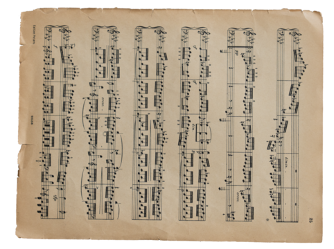 Sheet Music - partitura - musical symbols vintage Sheet Music on Aged Paper Background